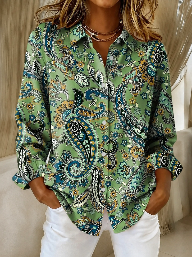 Katarina™ | Blusa Button-Up con Stampa Paisley