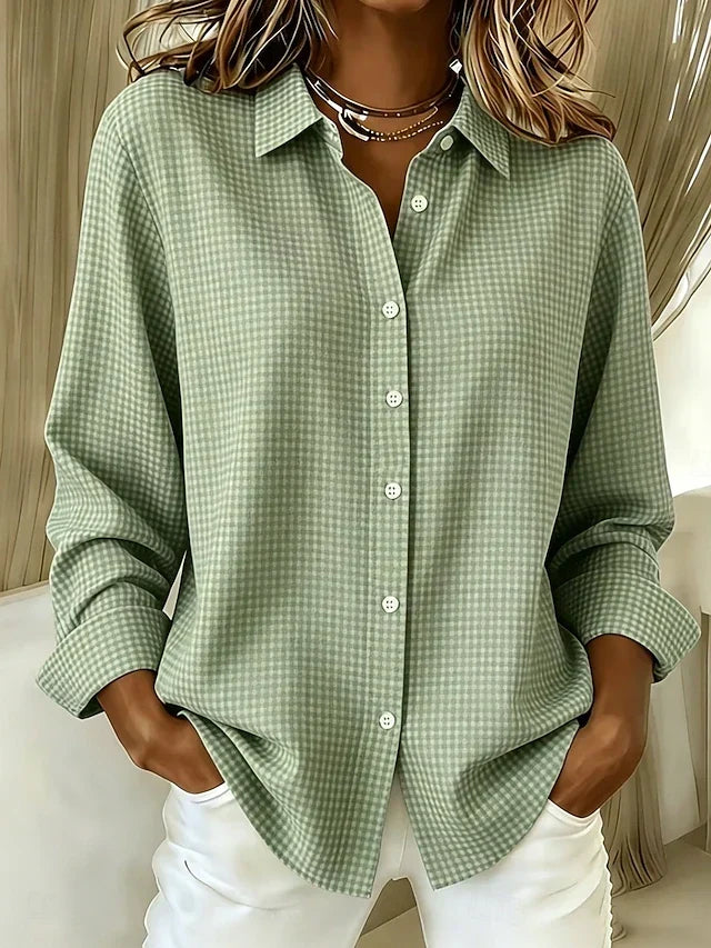 Hillrose™ | Blusa Button-Front Gingham Relaxed